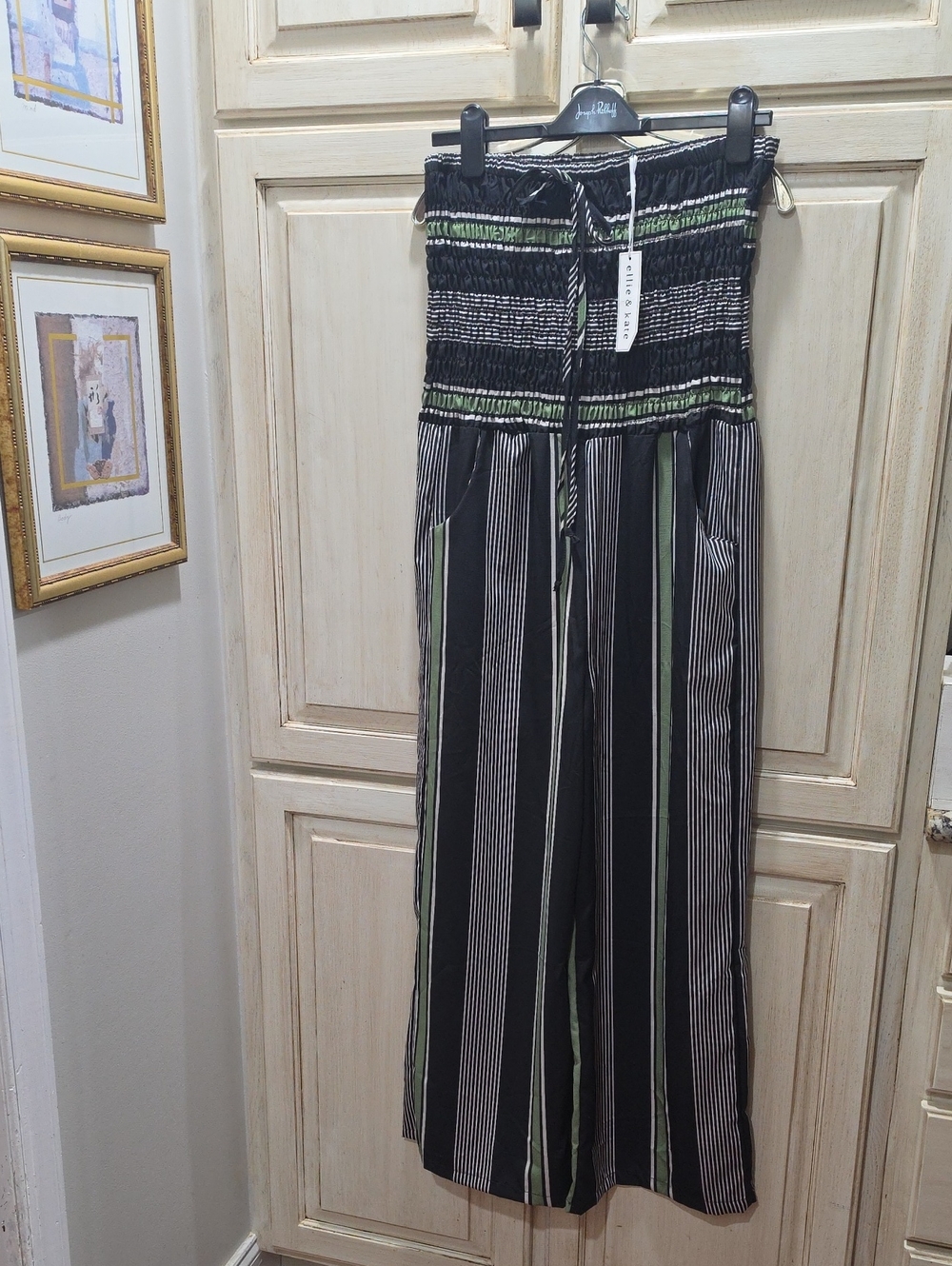 Ellie & Kate black and white striped wide-leg pants Jumpsuit